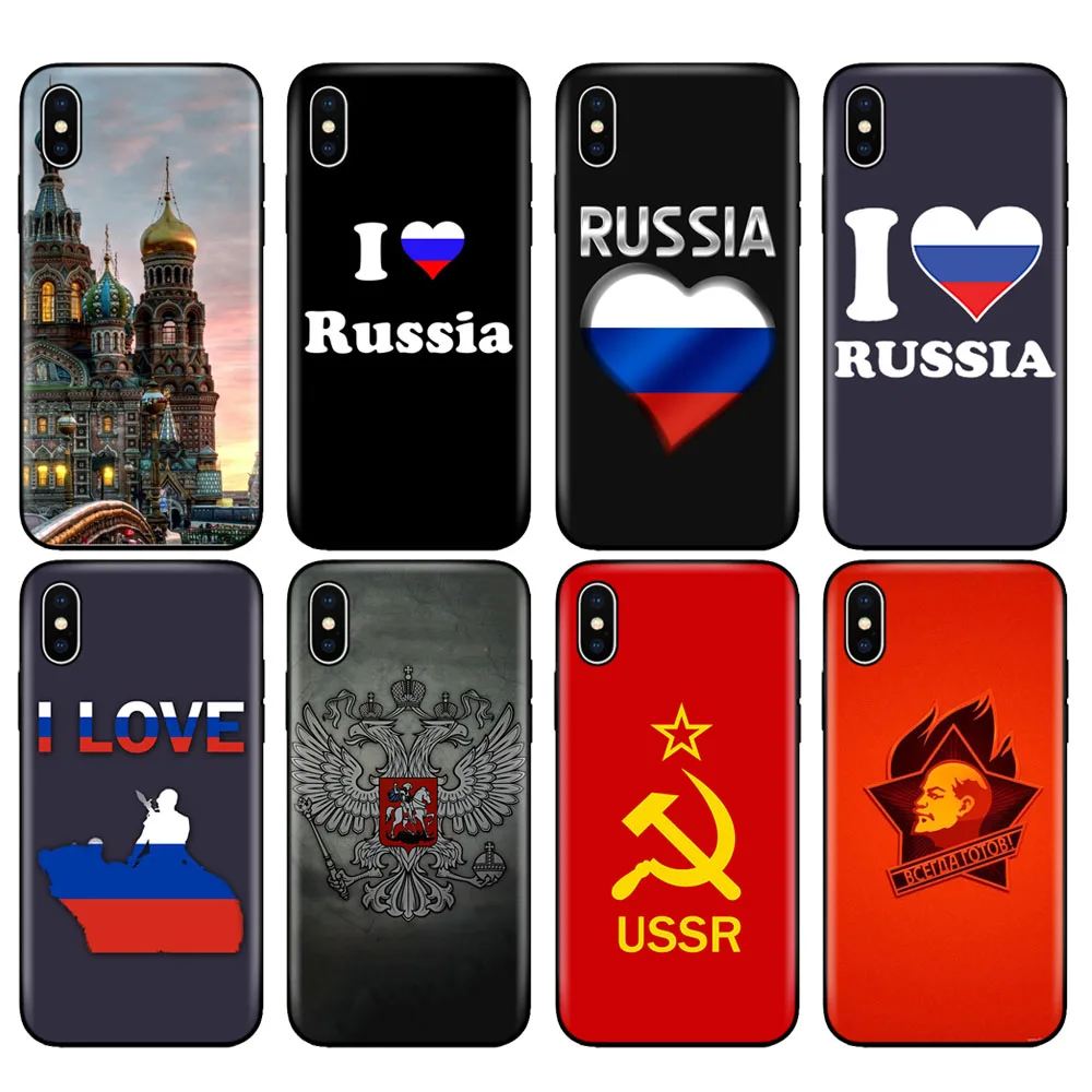 Черный ТПУ чехол для iphone 5 5S SE 6 6s 7 8 plus x 10 XR XS 11 pro MAX Любовь Русский Флаг Винтаж