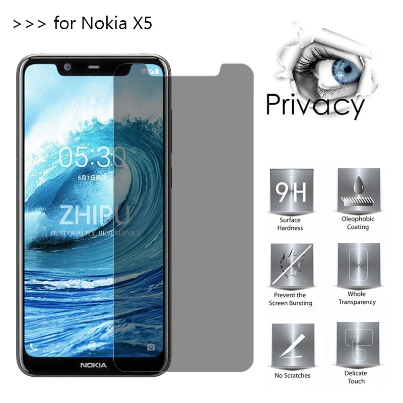 Для Nokia X5 2.5D Arc Edge антишпионское закаленное стекло для 5 1 Plus Защитная пленка