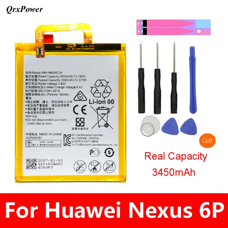 QrxPower сменный аккумулятор 3450 мАч HB416683ECW для huawei Nexus 6P H1511 H1512 сменный аккумулятор Бесплатные инструменты