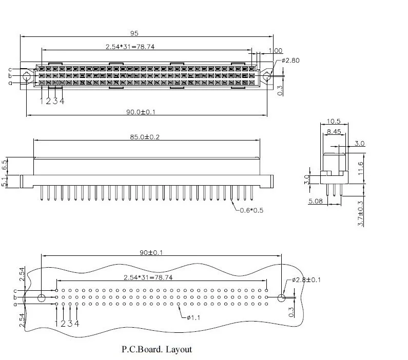 396 DIN41612 DIN разъем 710-3100-3296-S 3*32P 96PIN женские прямые булавки европейская розетка 9001-12961COOA NEXTRON OUPIN