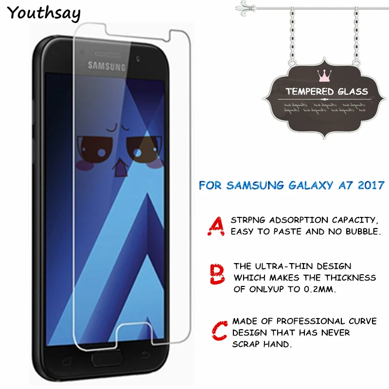 Для Samsung Galaxy A7 2017 стеклянная Защитная пленка для экрана телефона закаленное