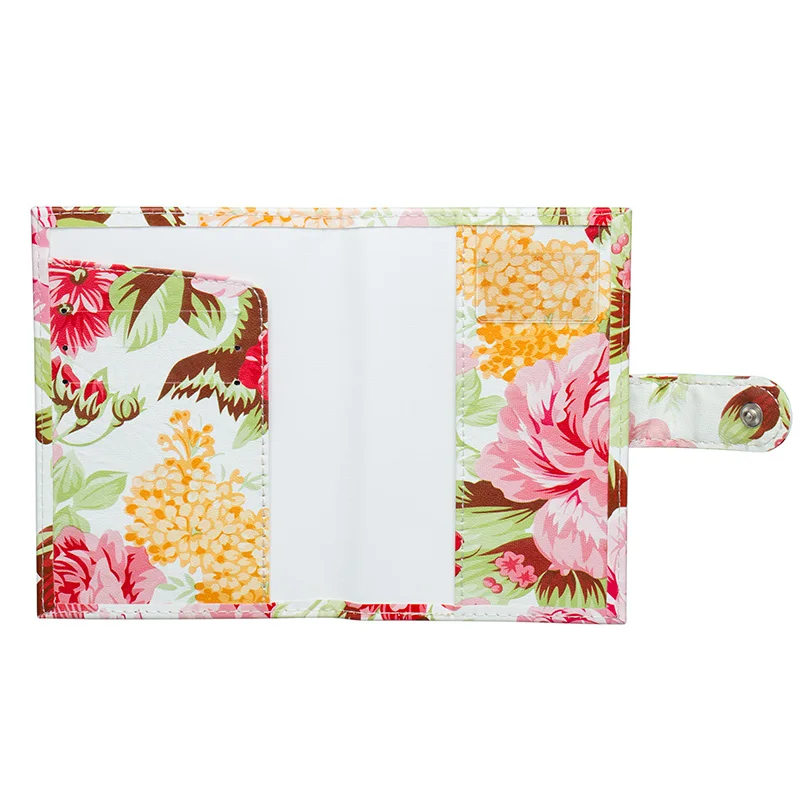 Синяя Пряжка для карт Пион цветок PU кожаный держатель паспорта женский чехол