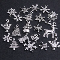 20pcs mixed two color christmas boot snowman boot snowflake charms pendants jewelry making accessor