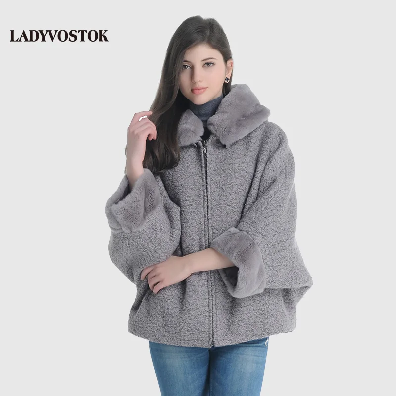 LADYVOSTOK с капюшоном меховой воротник молния Bat рукава короткие норки сращивания