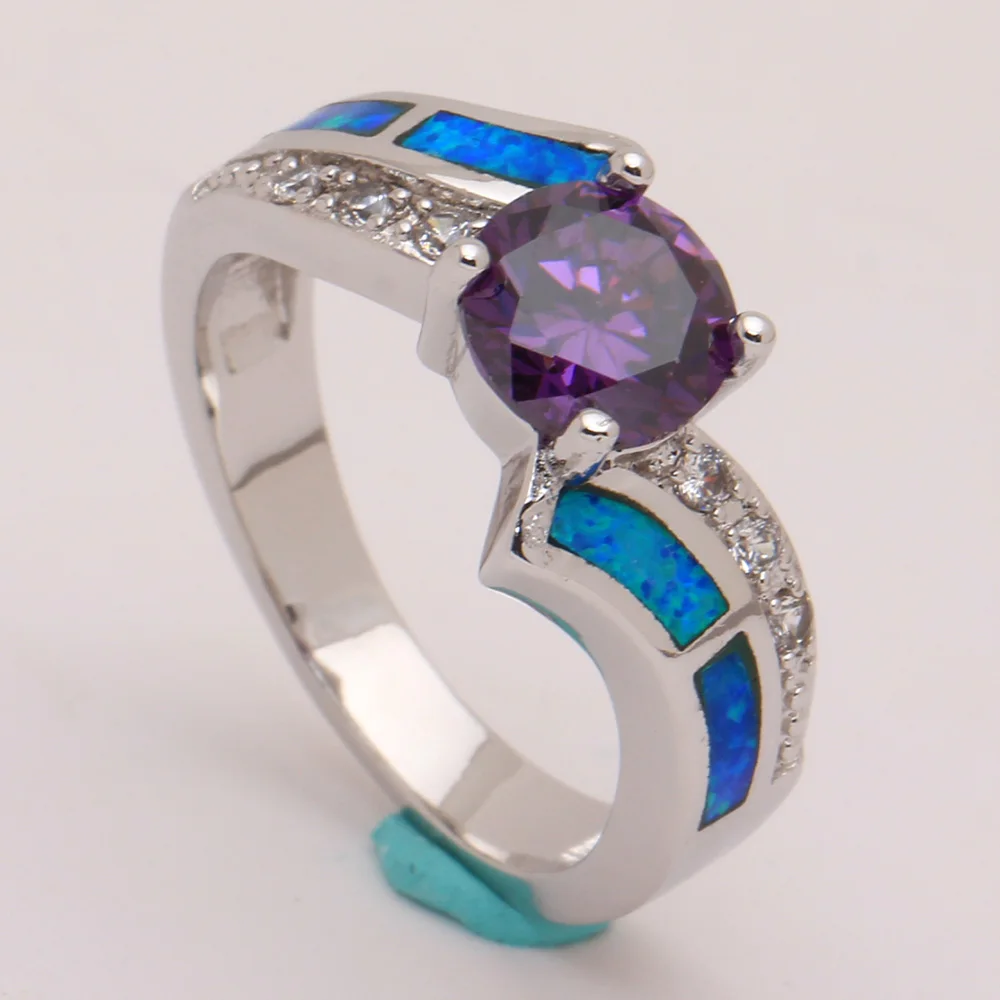 Элегантное модное женское кольцо с голубым огненным опалом Ювелирные изделия из