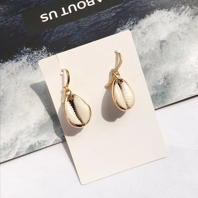 Style2 Модные натуральные сережки в виде ракушек для женщин летние каникулы Уникальные Морские пляжные висячие серьги женские вечерние ювелирные изделия дропшиппинг - Окраска металла: Style2