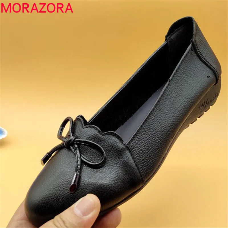 MORAZORA/2019 г. удобная обувь на плоской подошве женские лоферы без застежки для мам из