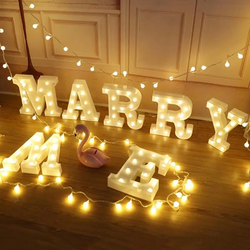 3D Luminous Letter Night Light Home Bedside Lamp Romantic Wedding Party Decoration Light Children Bedroom Decoration 22CM