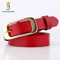 fajarina quality 100 pure solid cow skin leather ladies retro gold pin buckle metal cowhide fashion belts for women n17fj129