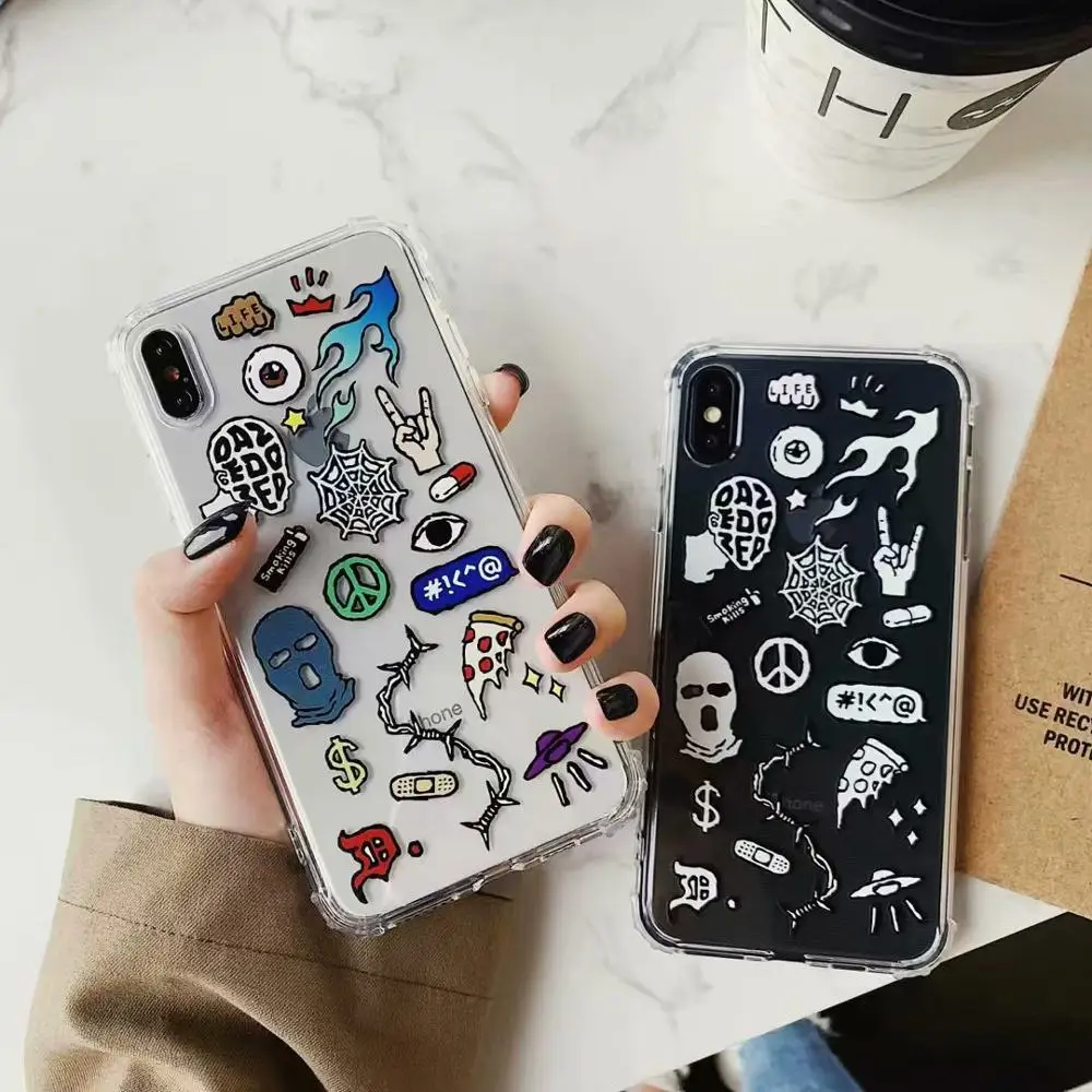 Силиконовый чехол ORYKSZ с милыми граффити для iphone XS Max XR X 6S 6 7 8 Plus ультра тонкие