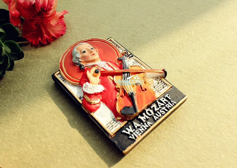 Туристический сувенир W.A Mozart Vienna Австрия 3D магнит на холодильник из смолы идея