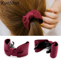 new korean fabric bow hair claw solid cloth ties banana hair clips for women girls ponytail hold barrette girl hair accessories