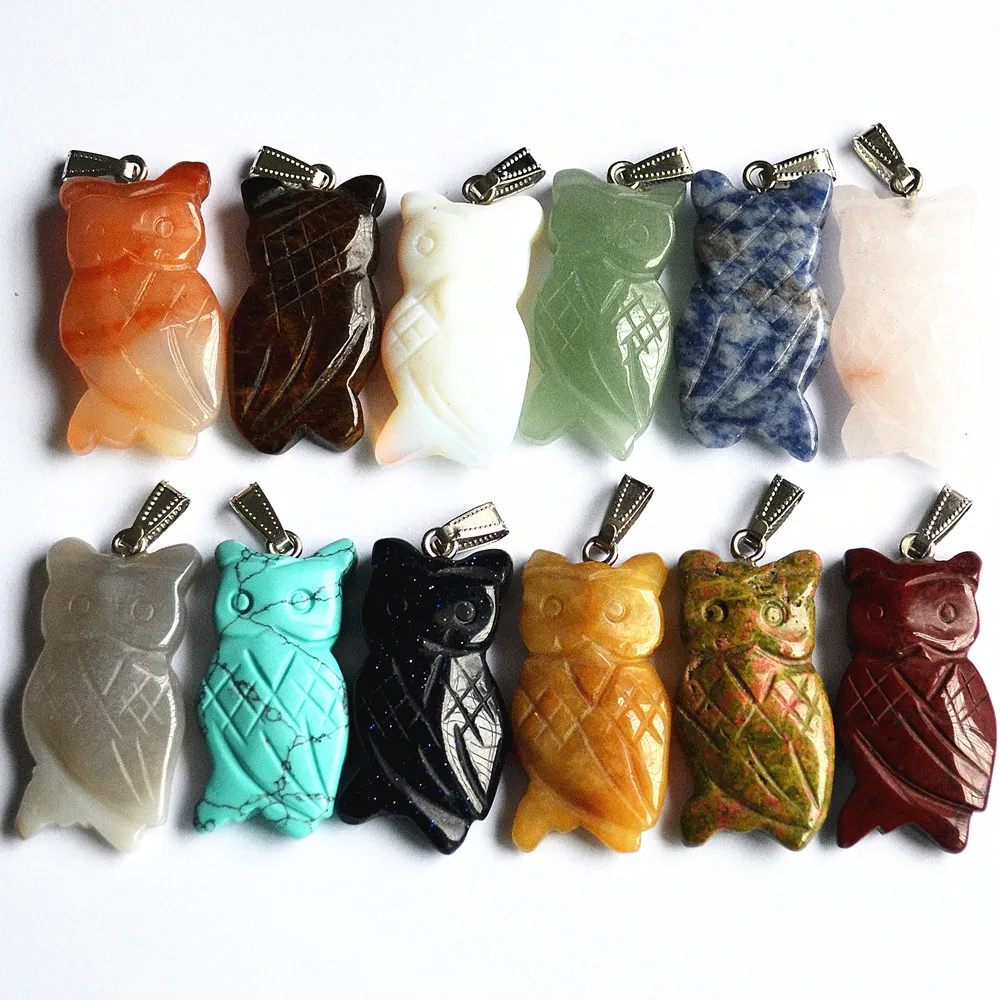 Модные подвески из натурального камня Сова оникс опал кальдалит для
