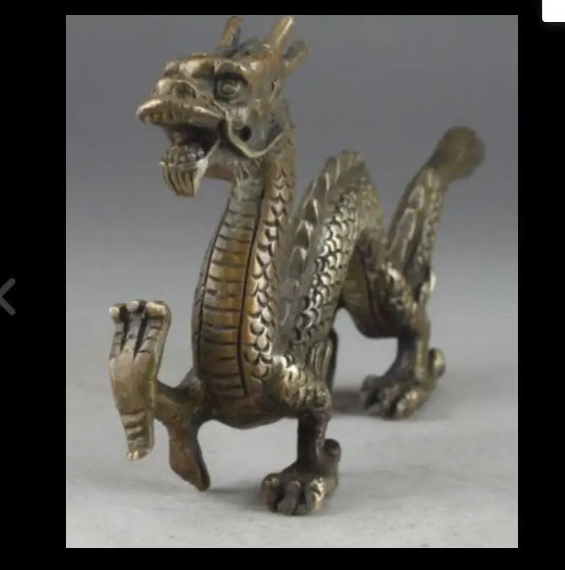 

Китайская старинная латунная статуя неорцизма дракона ручной работы zhmui8800284202 ++, Большой Декор Na