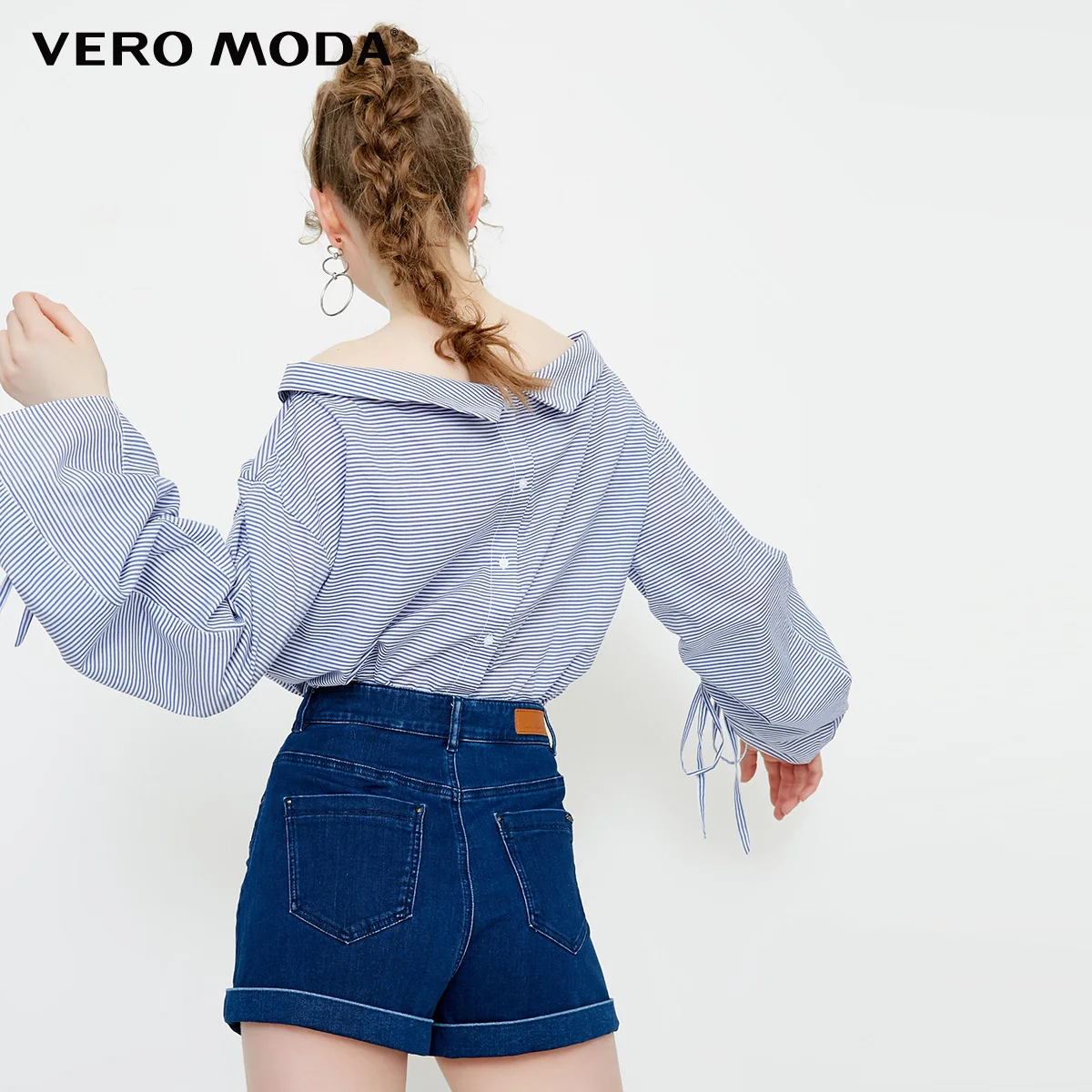 Vero Moda женская рубашка свободного кроя в полоску с 3/4 рукавами | 318231529