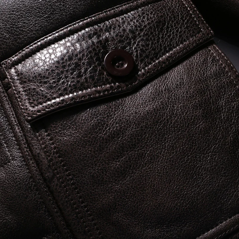 Кожаная мужская куртка из овчины B3 меховое пальто Мужская народная