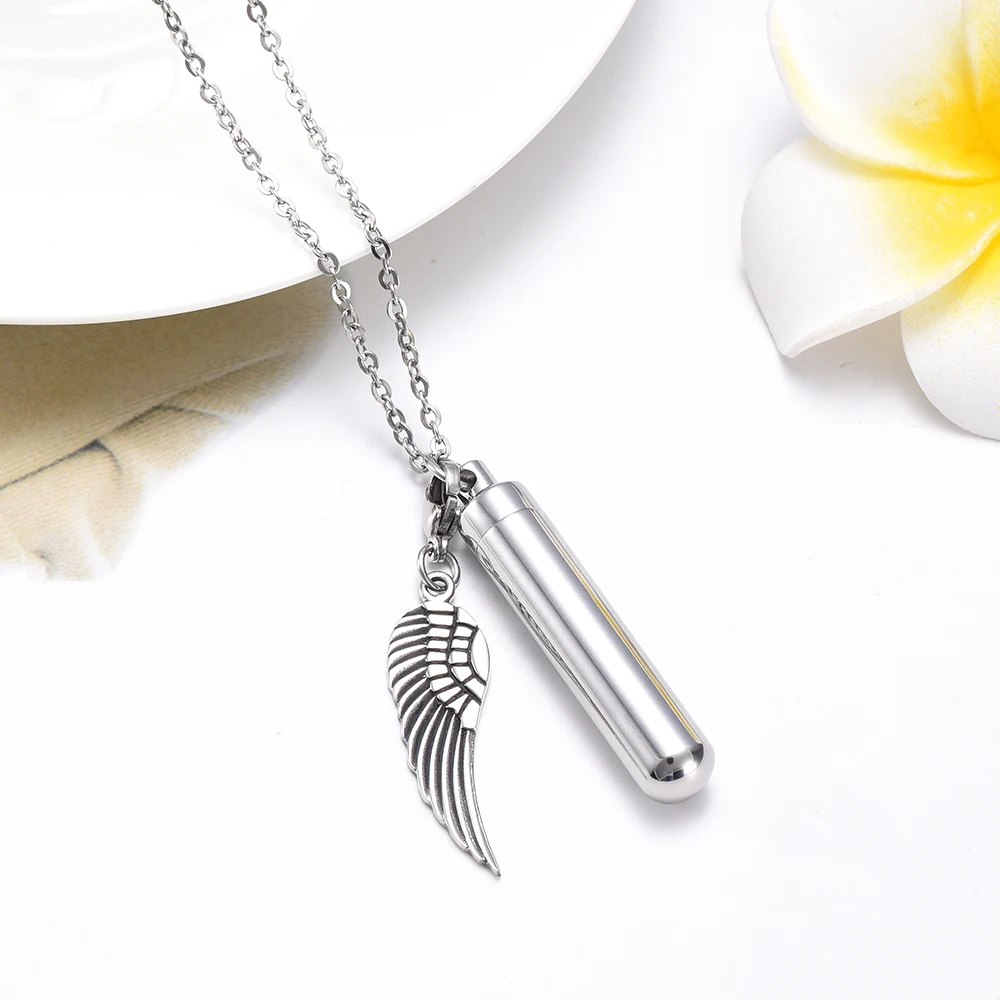 Stainless Steel Charm Cremation Urn Necklace Memorial Keepsake Ash Holder Cylinder Jewelry Funeral Pendant Bar | Украшения и