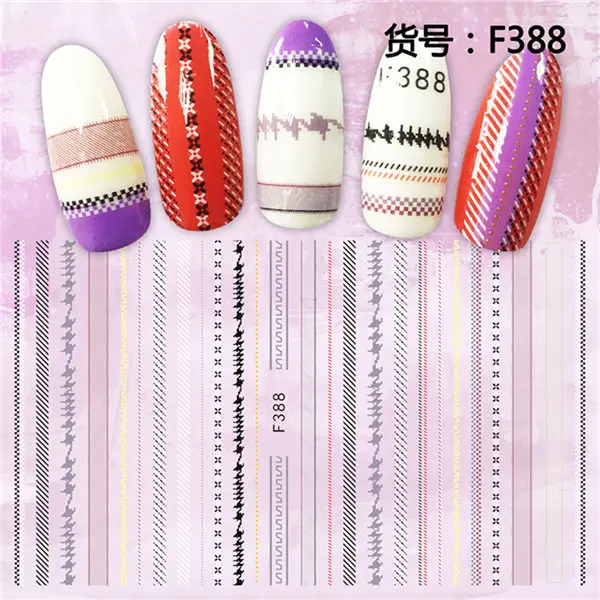 5 sheets F388 5 листов стрипинг ленточный линовщик клейкие переводные наклейки для ногтей украшения наклейки акриловые аксессуары для ногтей инструменты для маникюра красоты F388 - Цвет: 5 sheets F388