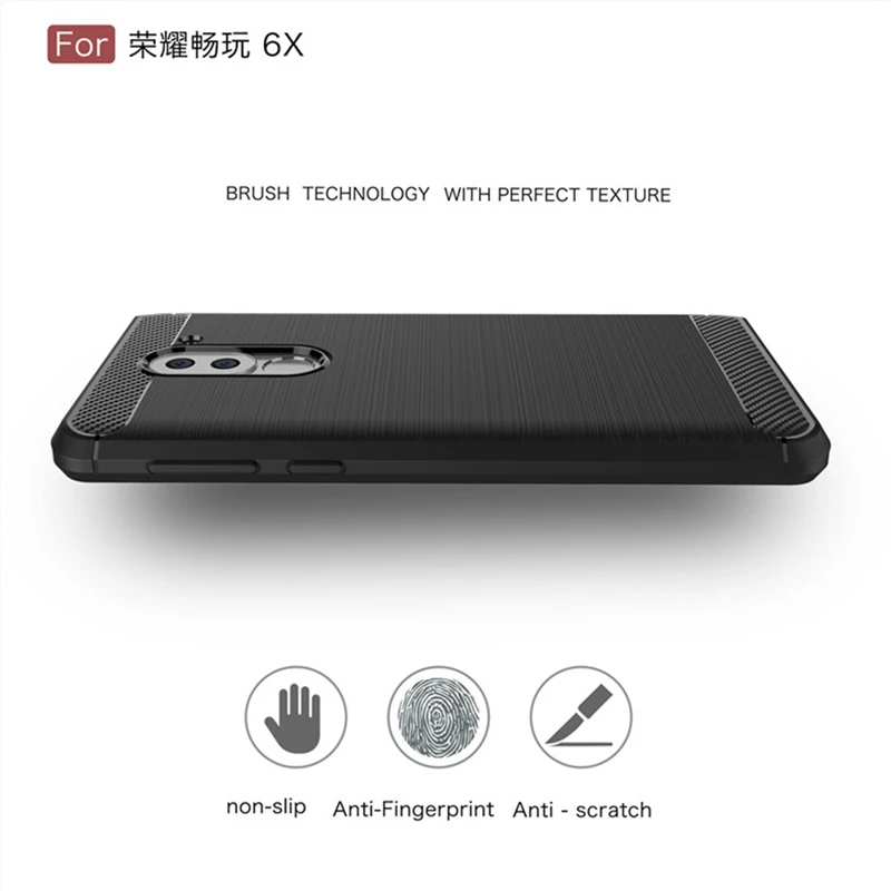 Мягкий чехол TPU для huawei Honor 6X случае углеродного волокна телефон Обложка 8 10 9 Lite V8