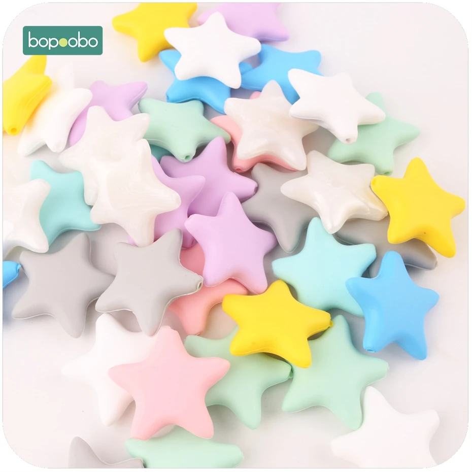 Bopoobo 5pc Silicone Stars Teethers Silicone Beads Nurse Gift Baby Products Food Silicone Rods Baby Teether Shower Gift For Baby