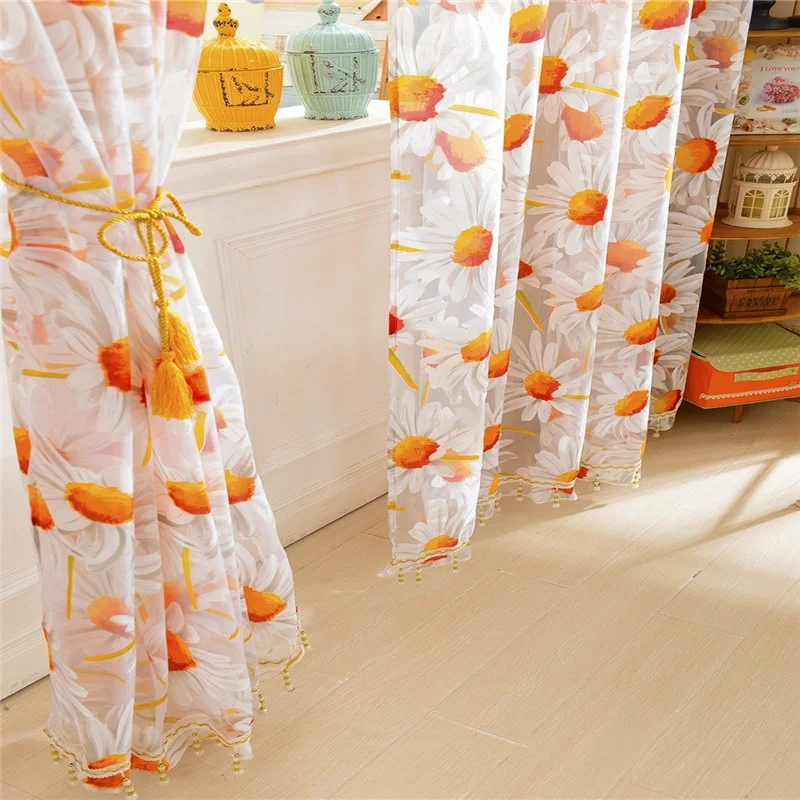 OnnPnnQ шторы с подсолнухами тюль вуаль двери окна простыня панель отвесный шарф
