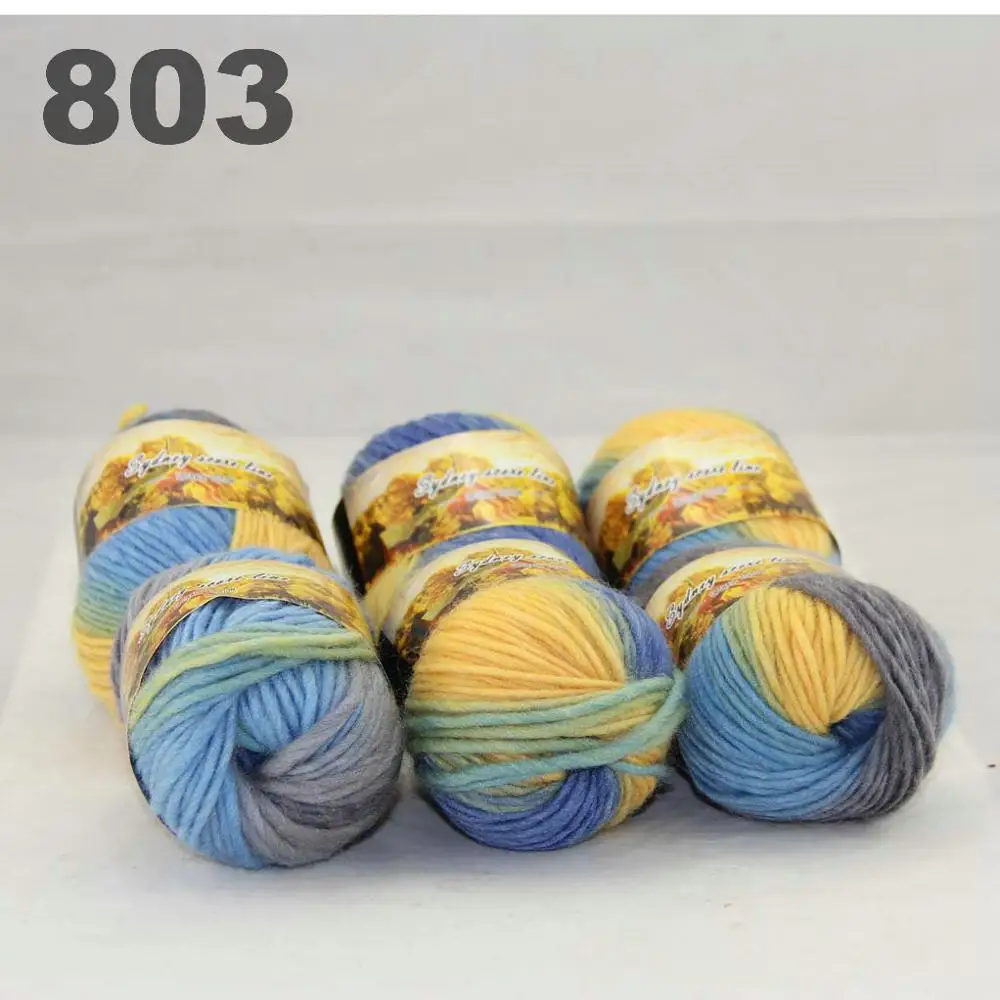 803 Grey Sky Blue 6x50gr Skeins новая массивная ручная крупная вязка забивает шерстяную пряжу 522-пряжа - Цвет: 803 Grey Sky Blue