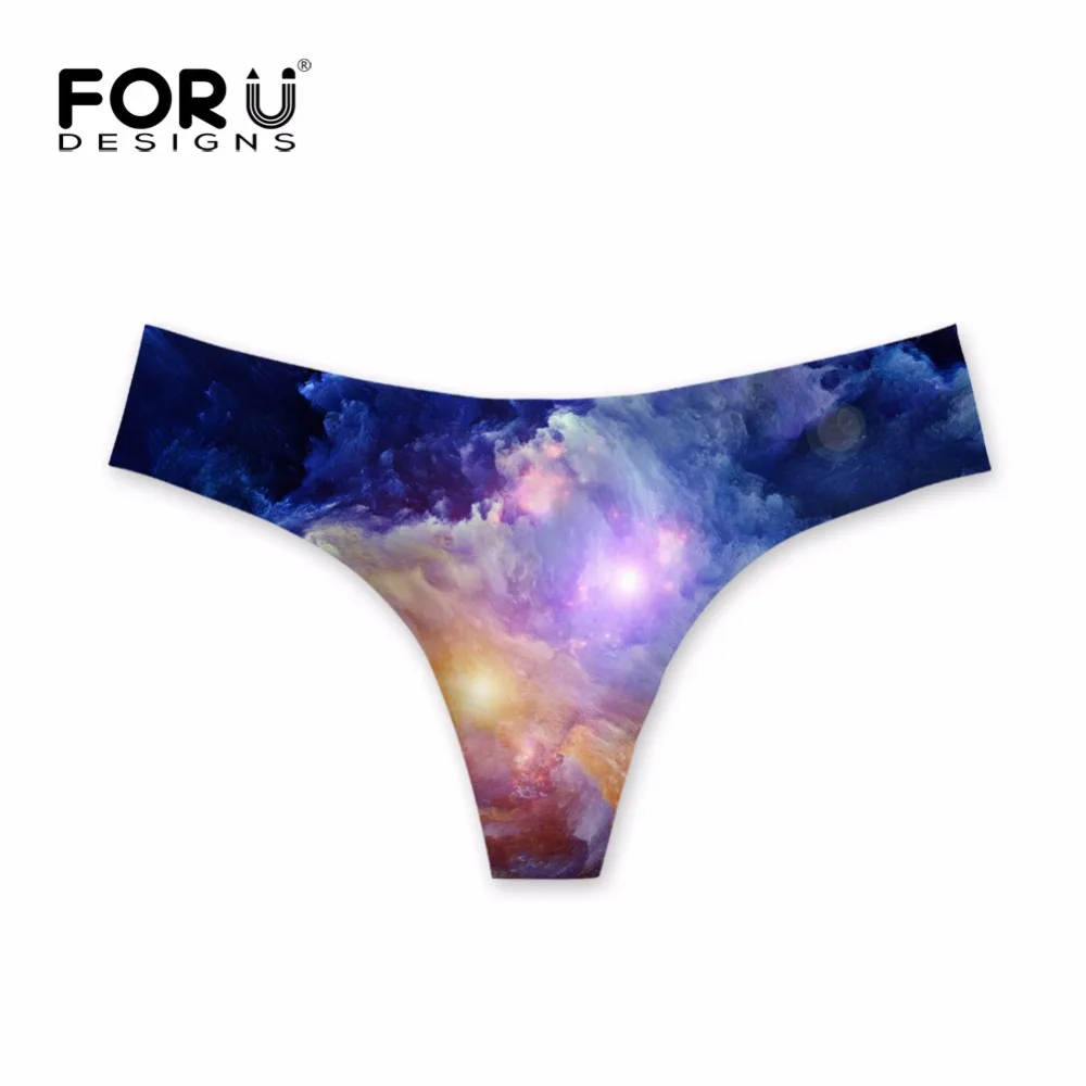 FORUDESIGNS Galaxy Star Space Printed Sexy G String Women Brand Designer Seamless Briefs Underwear Fashion Feminie Panties Thong|Женские