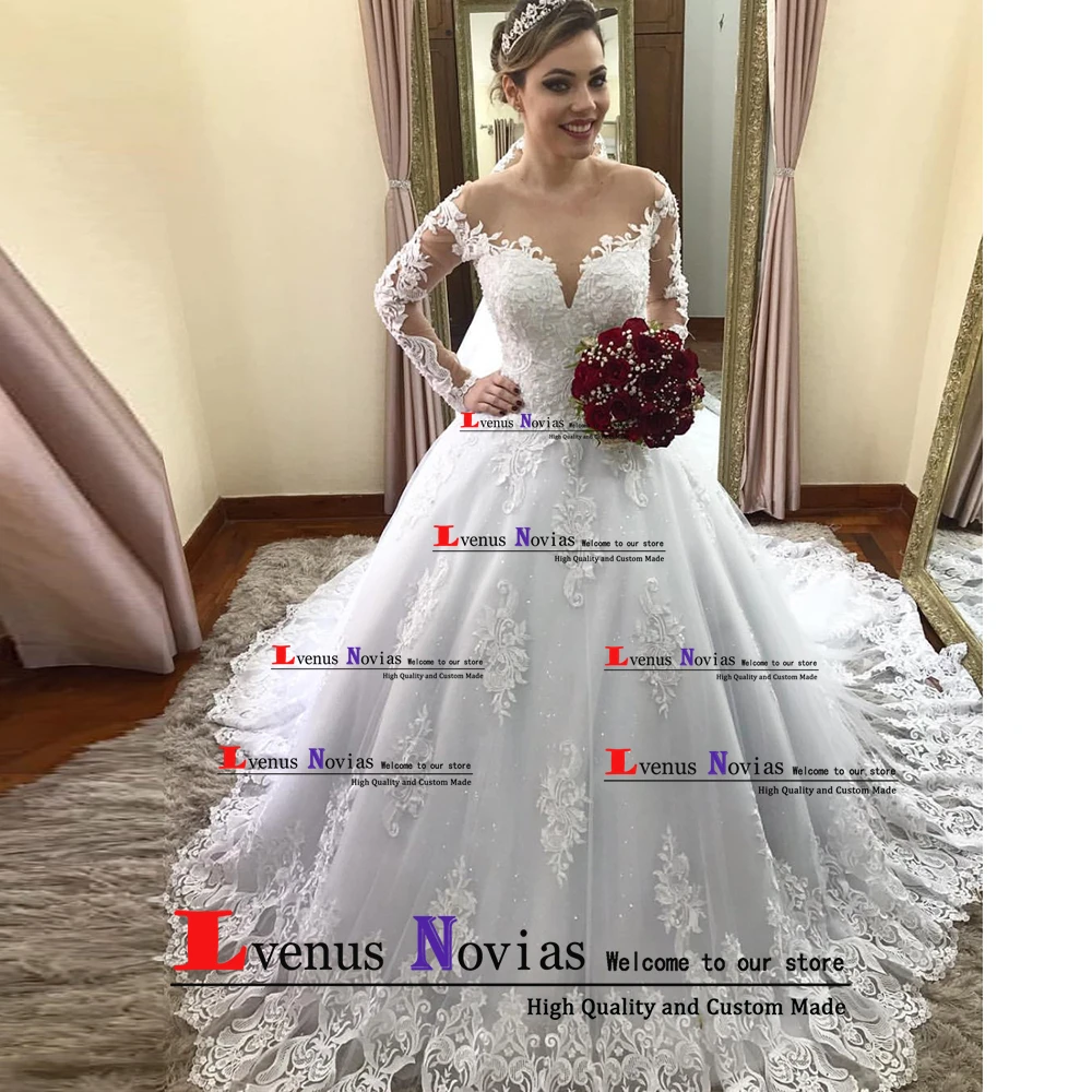 Vestidos de novia сексуальное платье на свадьбу со шнуровкой Robe de Mariee Романтический Длинный Рукав Свадебное платье gelinlik Vestido de Noiva