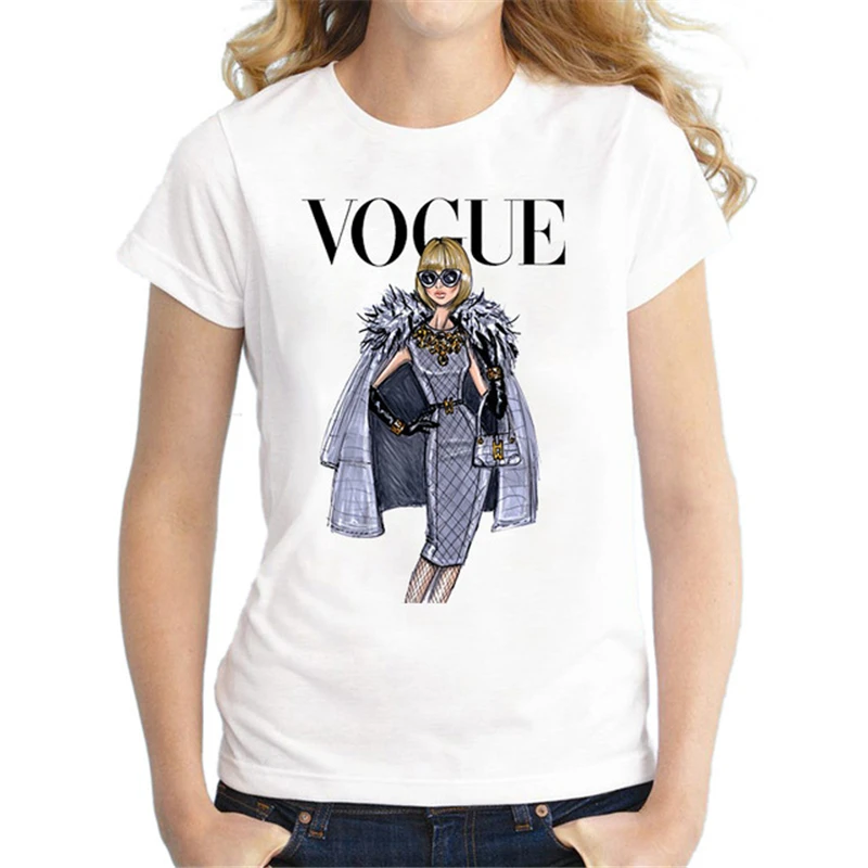 Плюс размеры S-XXXL Harajuku летняя футболка новинки для женщин модные VOGUE печатных