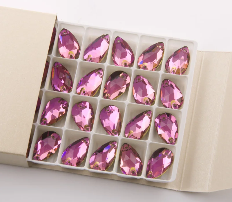 YANRUO 3230 All Sizes Rose Crystal Glitter Diamond Drop Shape Strass Sew On Flatback Rhinestone For Clothing | Дом и сад