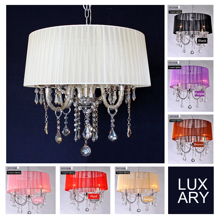 Американский Европейский тканевый Хрустальный подвесной светильник для