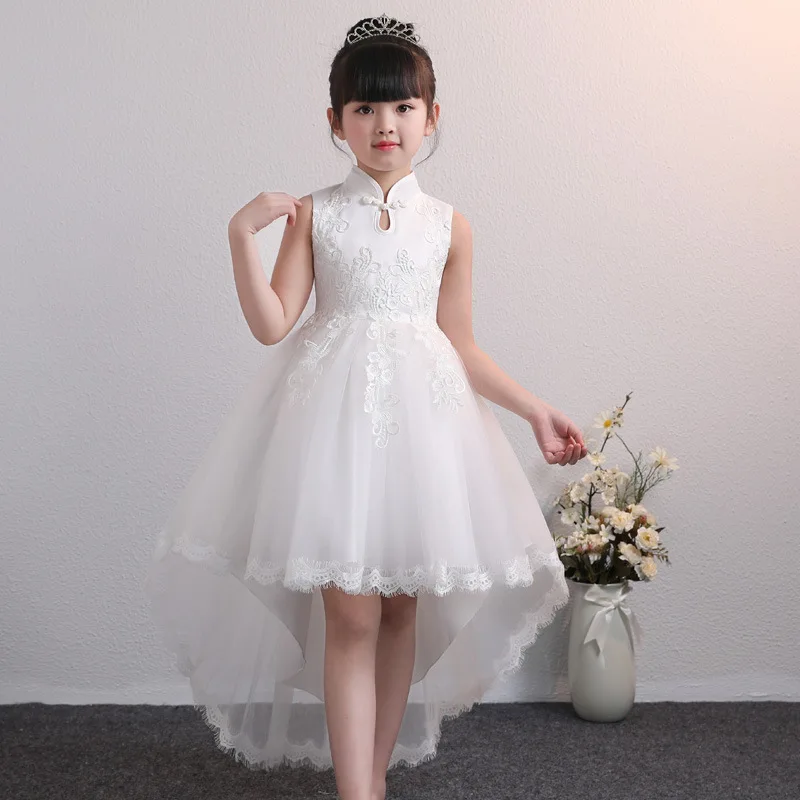 Summer dress stand collar evening children clothing flower girl for wedding clothes princess baby costume | Детская одежда и обувь