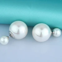fashion cute girls pearl earrings for women double side pearls stud earing female jewelry wedding party friends gift