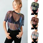 Модные женские летние туфли в сеточку с короткими рукавами, топы, блузки, прозрачная блузка вечерние Клубные