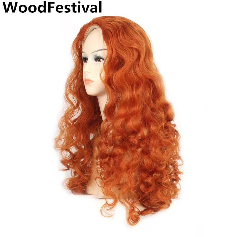 WoodFestival женский Кудрявый Длинный парик для косплея оранжевый термостойкие синтетические парики из высокотемпературного волокна