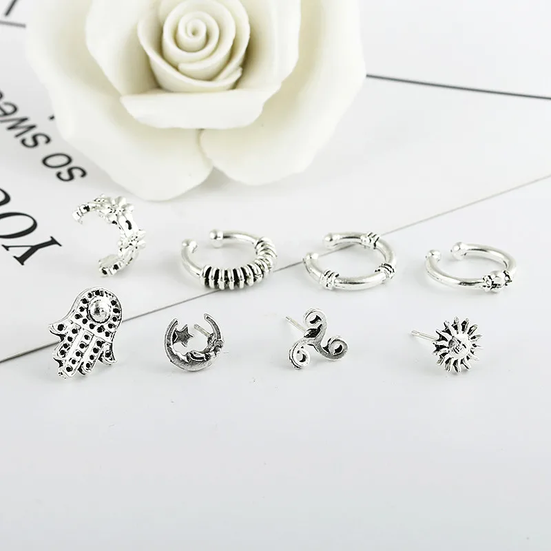 Серьги с кисточками e0262 Модные Винтажные серьги серебристого цвета в стиле панк