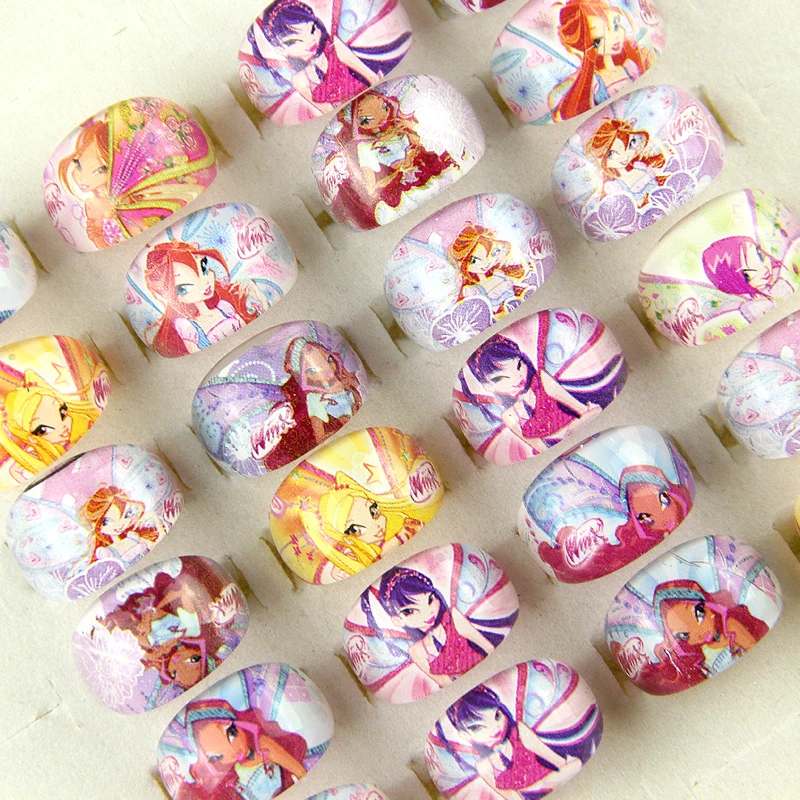 Оптовая продажа 10 шт. милые детские кольца с героями мультфильмов для девочек