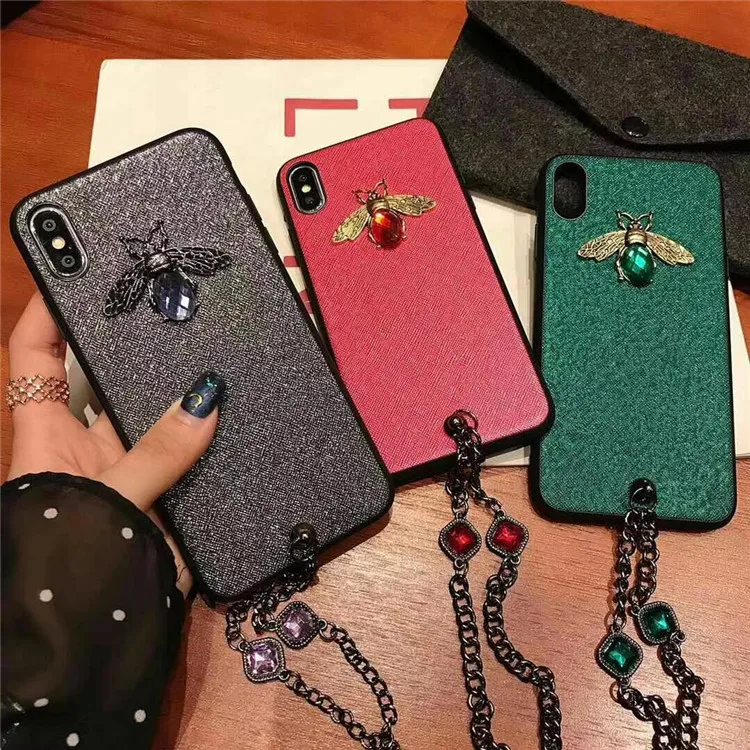Luxury Fashion brand Diamond Bee Glitte with Bracelet case for iphone 6 S 7 8 plus X XR XS Max 7plus 8plus cute back cover capa |