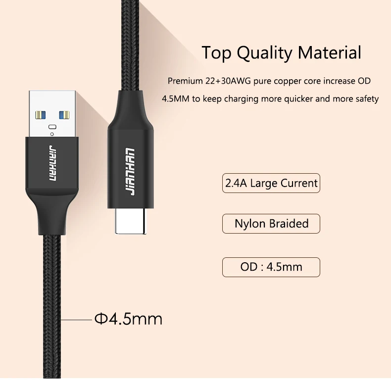 Кабель USB C type-C для samsung Galaxy S8 S9 2.4A Быстрая Зарядка телефона USB 3,0 type-C USB кабель для Oppo Find X Xiaomi
