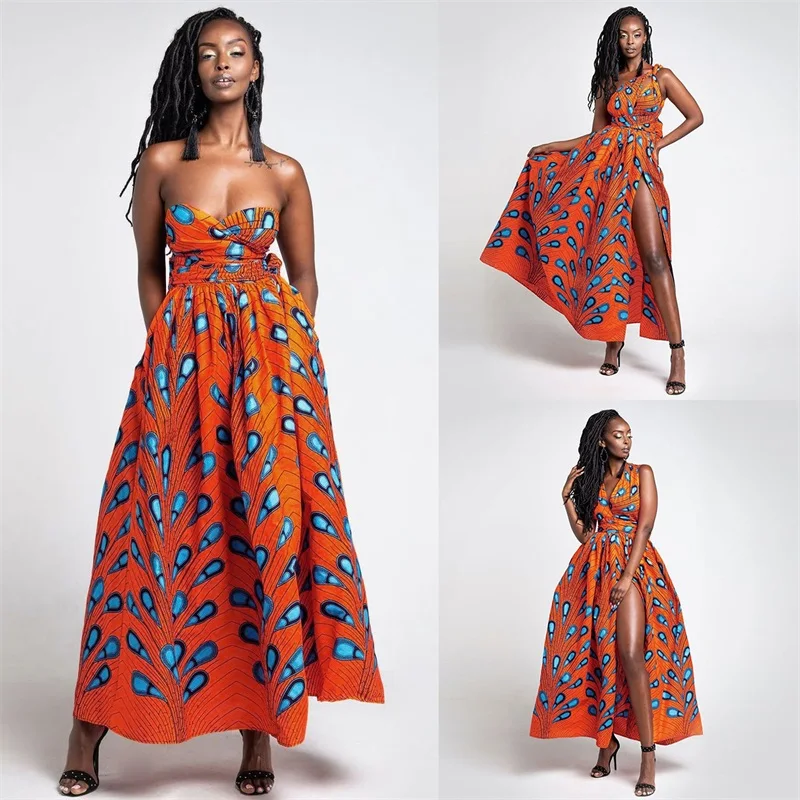 Женское платье-макси Infinity Dashiki Летнее Длинное Платье с запахом и поясом | Женская