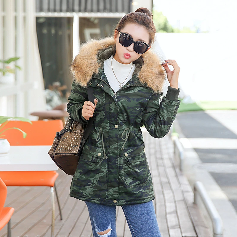 2016 Женская Down Зимняя Пальто хлопка Куртки Женщины Сгустите Теплый зимний Меховой