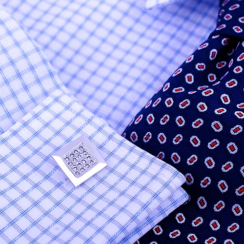 Мужская рубашка KFLK серебристая с кристаллами на кнопках|brand cufflinks for mens|cufflinks
