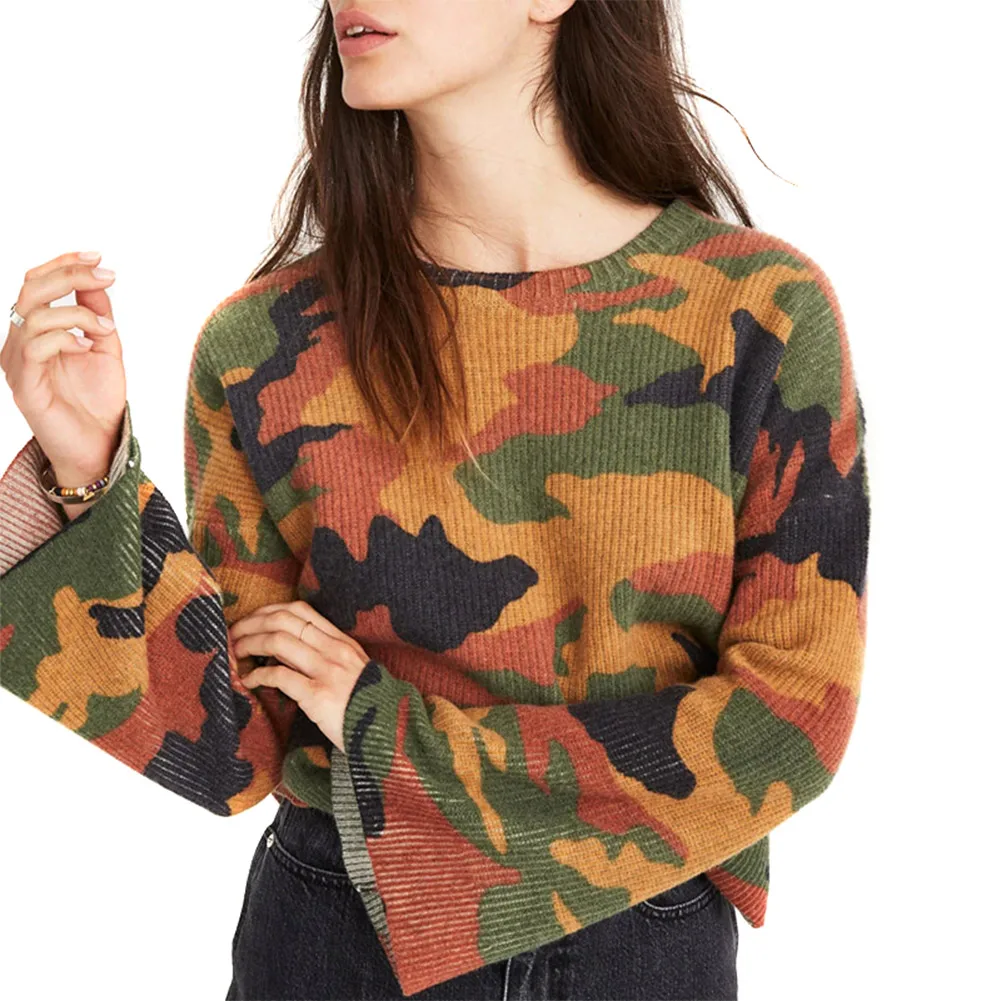 Новинка хит продаж женские с камуфляжным принтом футболки длинными рукавами