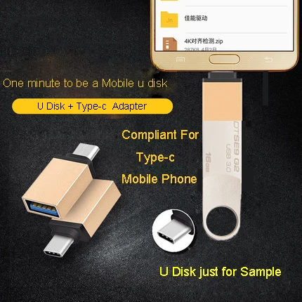 Plus Type C Adapter Kingston USB флеш-накопитель 32 ГБ, 16 ГБ, 8 ГБ, 64 ГБ, 128 ГБ, флешка, карта памяти, USB флэш-диск, сделай сам, флеш-память, USB ключ, пользовательский U диск - Цвет: Plus Type C Adapter