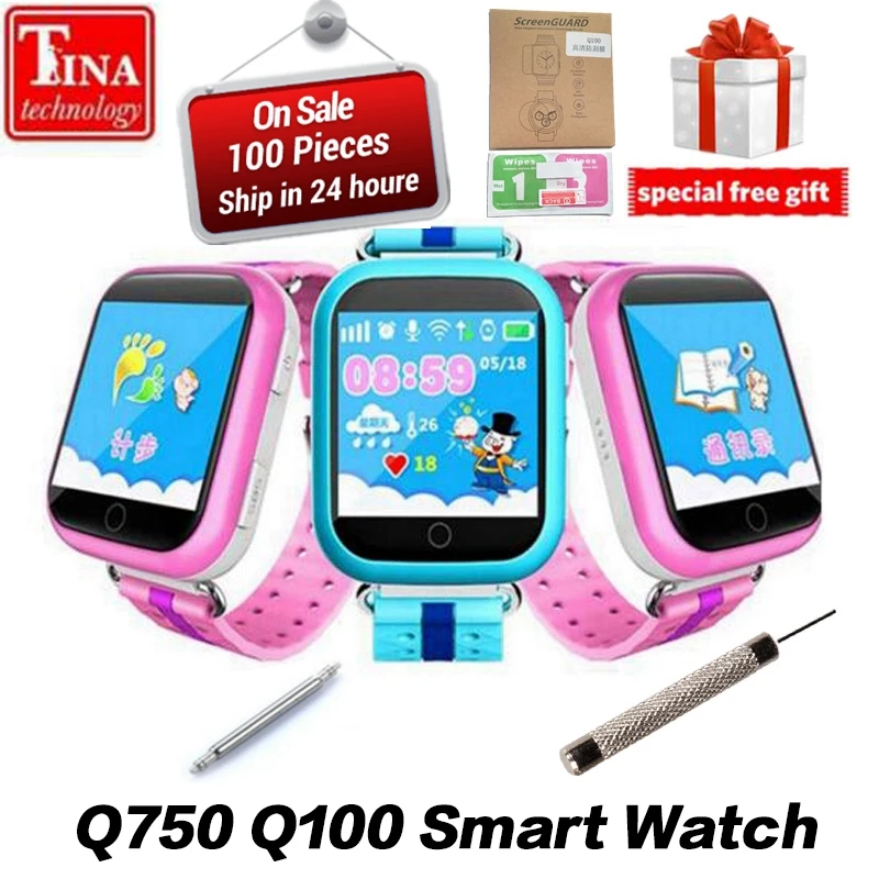 Оригинальный gps Смарт часы Q750 Q100 Baby Smart с 1 54 дюйма Сенсорный экран SOS вызова