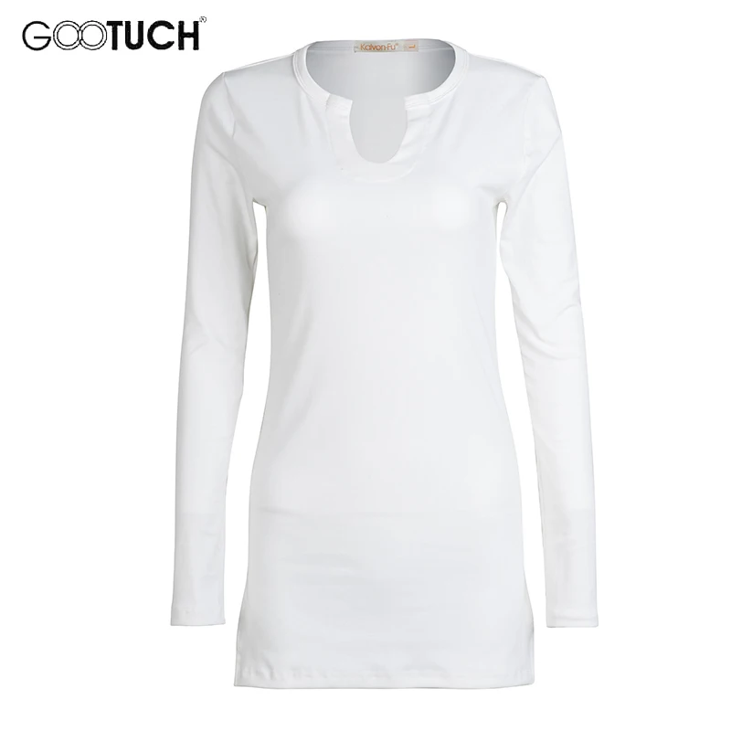 Женская хлопковая футболка Повседневная Эластичная длинная с асимметричным