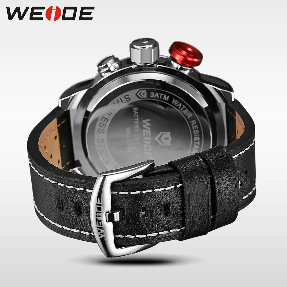 WEIDE мужские часы Люксовый бренд известный бренд спортивные часы мужские Цифровые кварцевые часы с двойным кожаным ремешком Relogio Masculino
