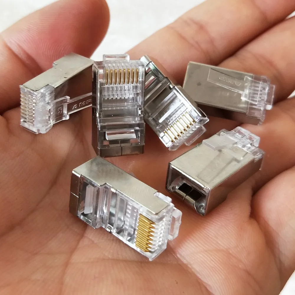 Металлический соединитель rj45 100 шт. экранированные сетевые разъемы cat6 разъем 8p8c
