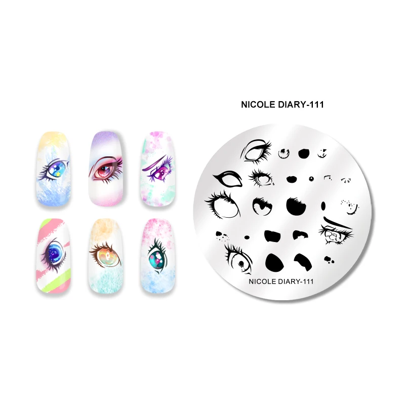 Трафарет NICOLE DIARY для стемпинга ногтей пластина круглой формы из нержавеющей