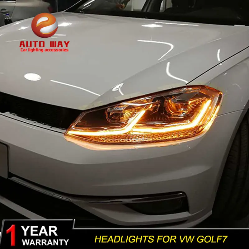 Автомобильный Стильный чехол для фары VW Golf7, фары Golf 7, MK7, 2013-, светодиодный фонарь, DRL Объектив, двойной луч, биксенон, HID